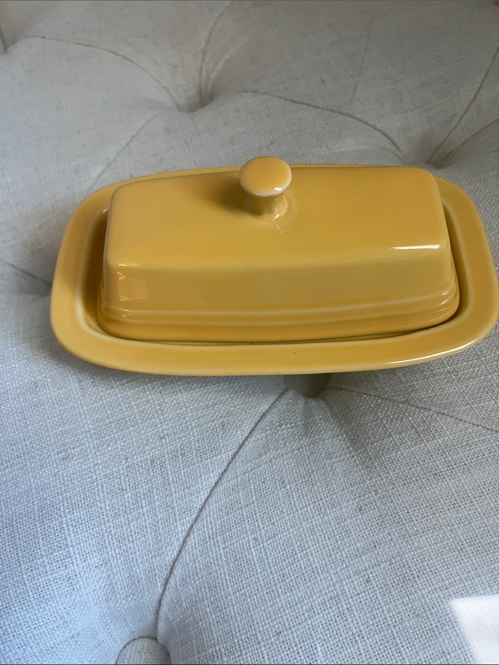 Fiesta Fiestaware Sunflower Yellow Ceramic Butter Dish with Lid Made in the USA - Picture 2 of 10